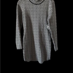 Jolie & Joy Black and White Geometric Long Sleeve Dress